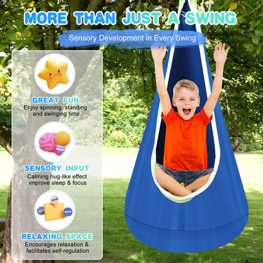 Hanging Pod Swing, Stable Cotton Pod Swing Light Up  For Indoor