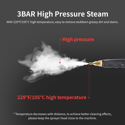 Steam Cleaner,2500W Handheld High Temperature Pressurized Steamer for Cleaning,10S Fast Heating, with 3Pcs Brush Heads for Kitchen/Furniture/Bathroom/Car,Red