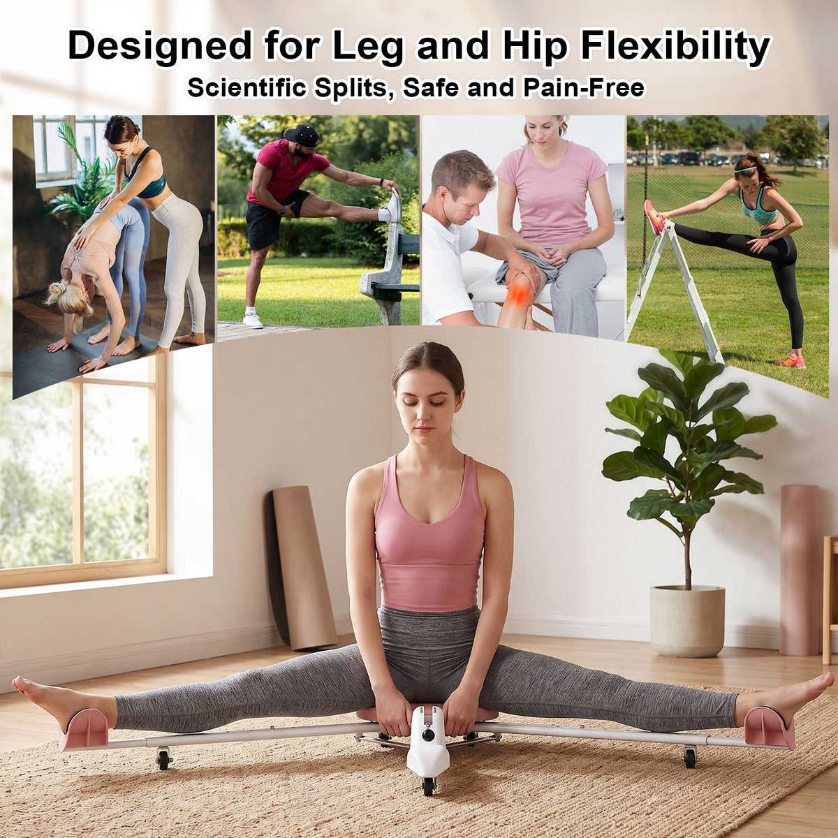 Split Machine, 330 LBS Weight Capacity Leg Stretch Machine for Flexibility Training and Stretching Workouts w/Electronic Timer