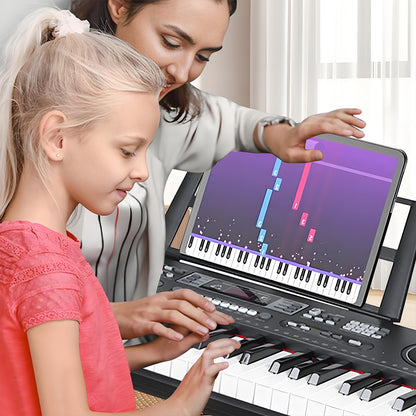 61 Key Keyboard Piano, Upgraded Kids Keys Piano Keyboard for Beginners, Portable Electronic Digital Piano with Built-in Dual Speaker, Microphone and Music Stand, Birthday Gift for Boys Girls Age 3-12