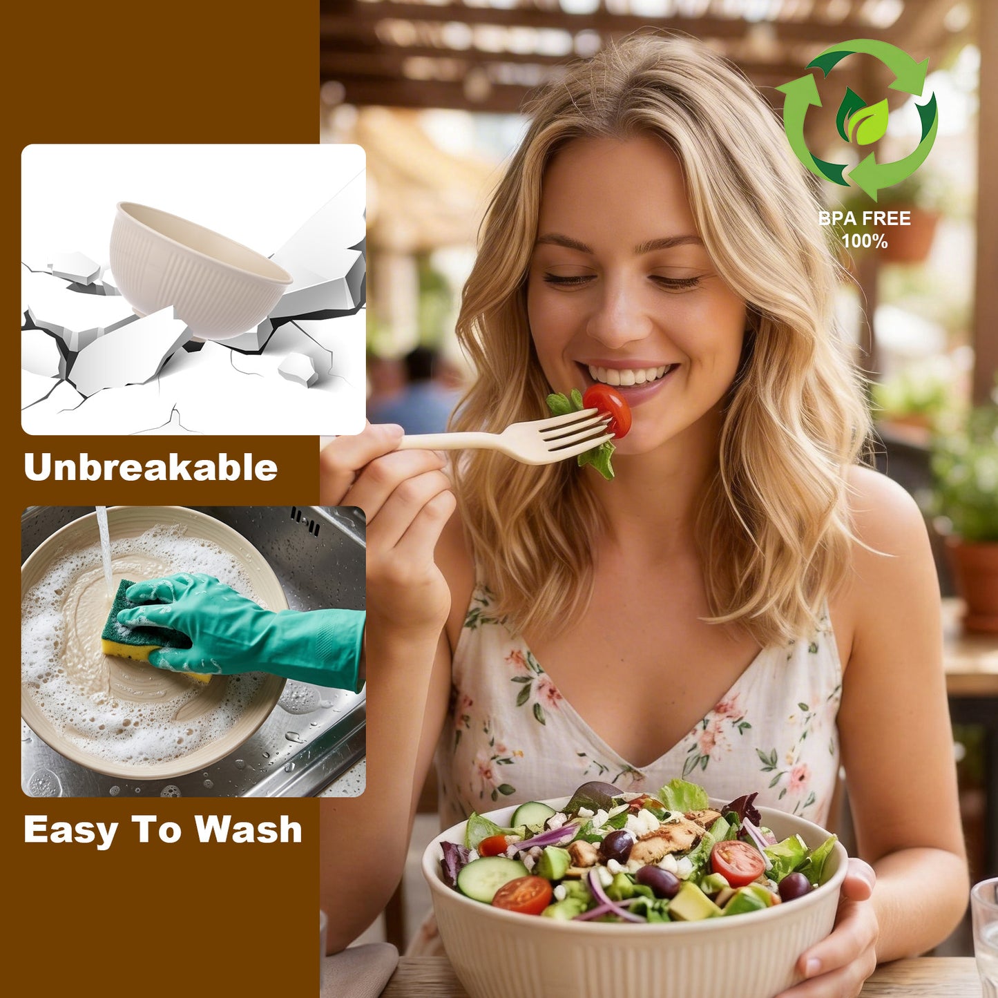 Dinnerware Sets Unbreakable Plates Bowls Cups Reusable for 4 People Travel Camping Picnic Home Party Cutlery Set Dishwasher Microwave Safe Dishes