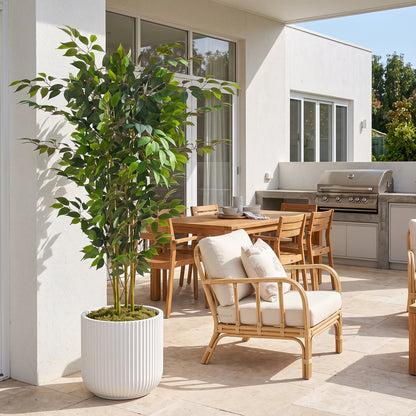 5ft Artificial Ficus Tree with Natural Trunk & Dense Foliage, Realistic Faux Ficus Tree with Lifelike Leaves, Sturdy Pot, Tall Fake Plants for Home Office Living Room, Porch, Garden Decor