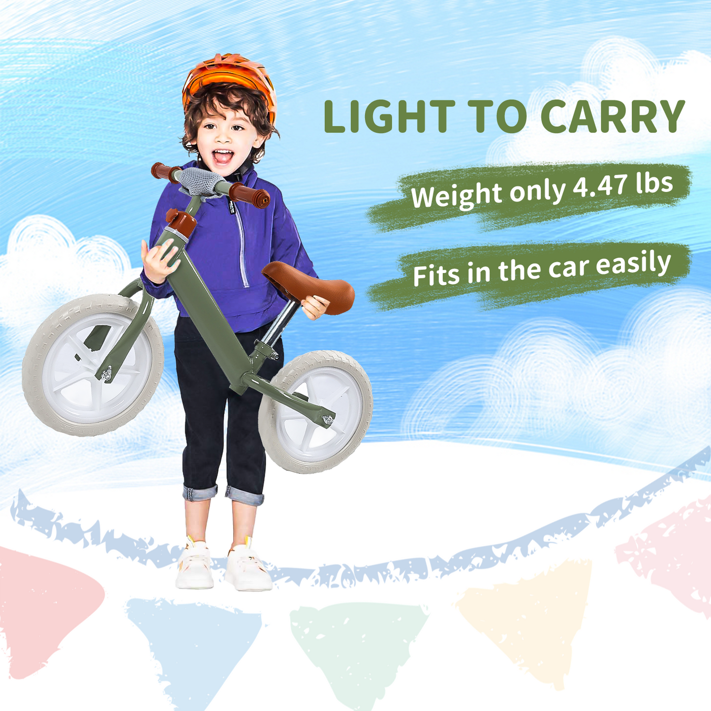 Eotvia Toddler Bike, 11" Kids Balance Bike w/Adjustable Seat, Toddler Bicycle Ride on Toys for Toddlers, Toddler Balance Bike for 1 to 4 YO Boys Girls