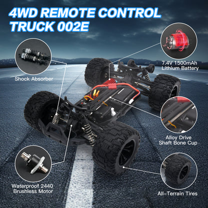 1:14 Brushless Fast RC Car for Adults Boys 45+MPH All Terrains 4X4 RTR High Speed Waterproof Remote Control Cars Truck Off Road RC Monster Truck 2 Batteries