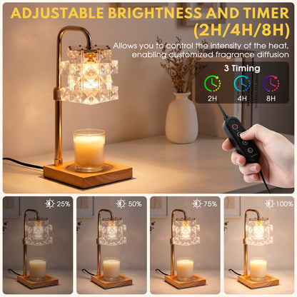 Candle Warmer Lamp with Timer, Dimmable and Height Adjustable Wax Melt Warmer for Scented Wax Jar Candles,Home Decor Wax Melter Light (Includes 2 Halogen Bulbs)