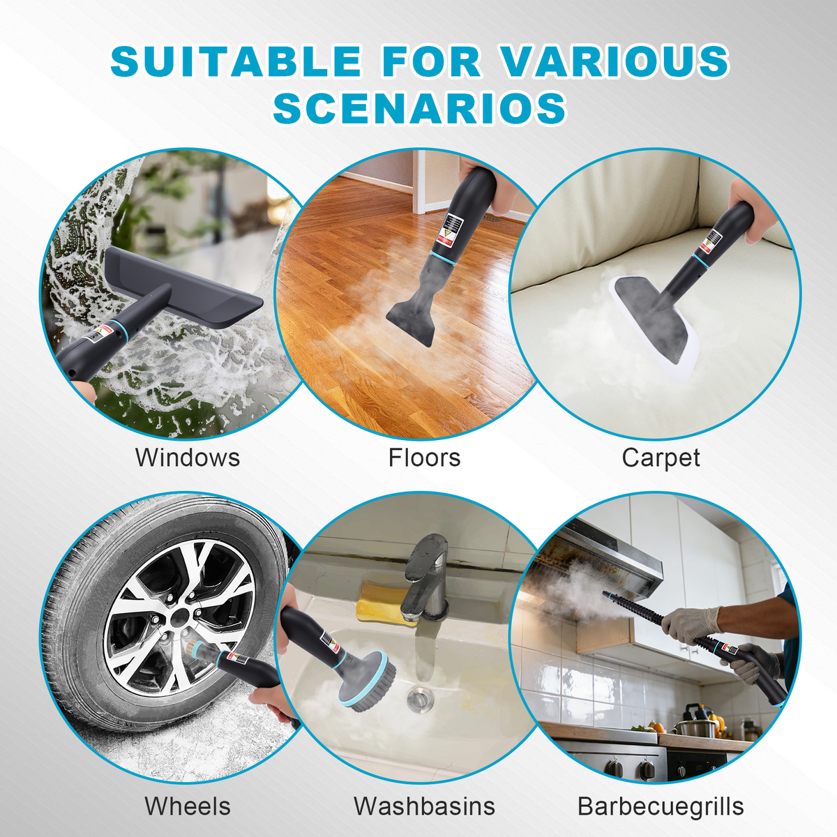 2500W Steam Cleaner 44OZ Water Tank,10s Fast Heat-Up,Portable Steamer for Cleaning with 14pcs Accessories for Home for Dirt, Grease, Grout, Tile,Floor,Couch and Car,White