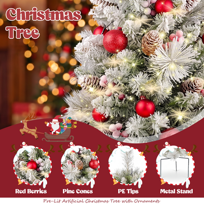 2Pcs 76cm Artificial Christmas Tree PVC Outdoor Decorative Mini Xmas Tree Set, Red Bows & Glitter Ornaments