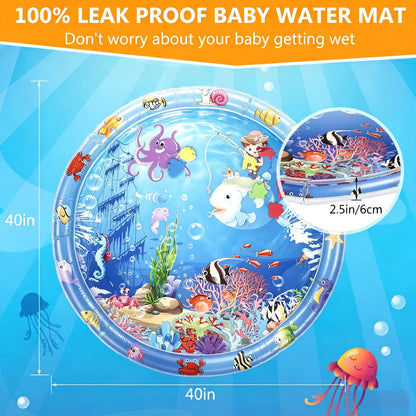 Tummy Time Water Play Mat for Babies Inflatable Activity Center, Infant Baby Water Mat with Air Pump for Newborn Infant Toddler Boy Girl