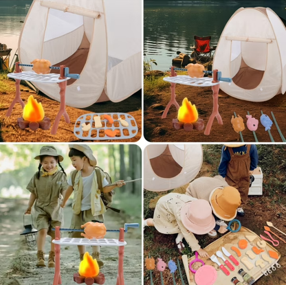 Kids Camping Set with Pop-Up Tent, 39PCS Pretend Camping Toys with Light-Up Campfire, Outdoor Adventure Play Kit for Boys & Girls Ages 3-6