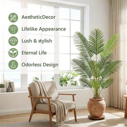 4ft Artificial Palm Plants, 4ft Palm Tree, Pre Potted Faux Greenry Tree for Home Decor Office House Living Room Indoor Outdoor, Big Plants House Plants