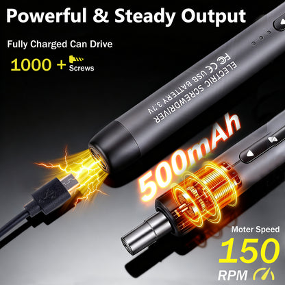 48 In 1 3.7V Cordless Electric Screwdriver Kit, 2.5 N.m Torque with 38 Piece CRV Bits,Charge Battery & Magnetic Holder - Ideal for Electronics Repair (Phones, Laptops, Watches)