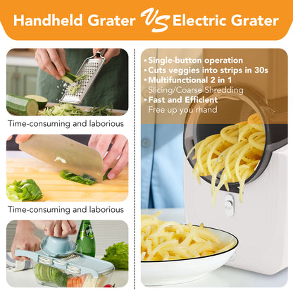 Cordless Electric Vegetable Slicer, Automatic Cheese Shredder with 4 Changeable Blades,Electric Cheese Grater for Cheese, Fruits, and Vegetables