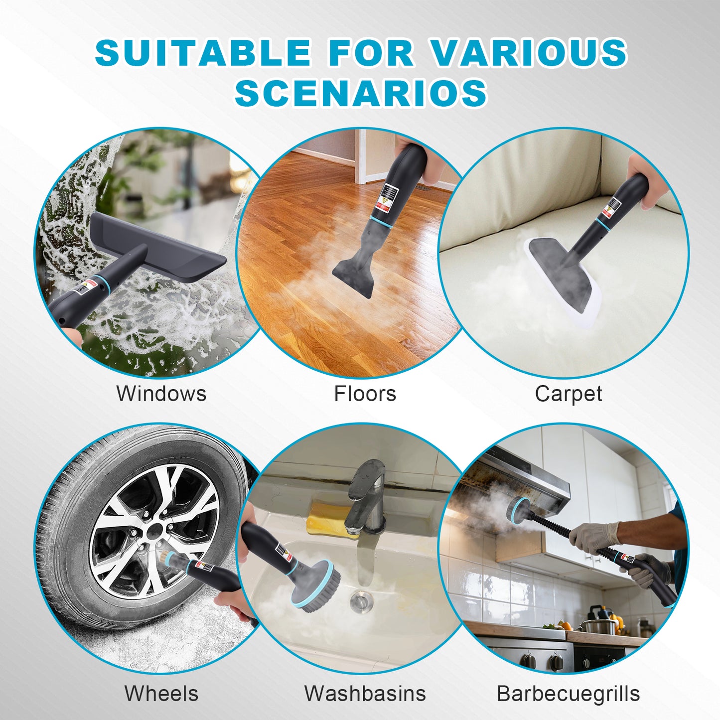 Steam Cleaner, 1500W 10s Fast Heat-Up,Steamer for Cleaning with 44oz Water Tank,14 Cleaning Attachments for Cleaning Stubborn Stains,Grease,Floors,Couches & Cars,Black