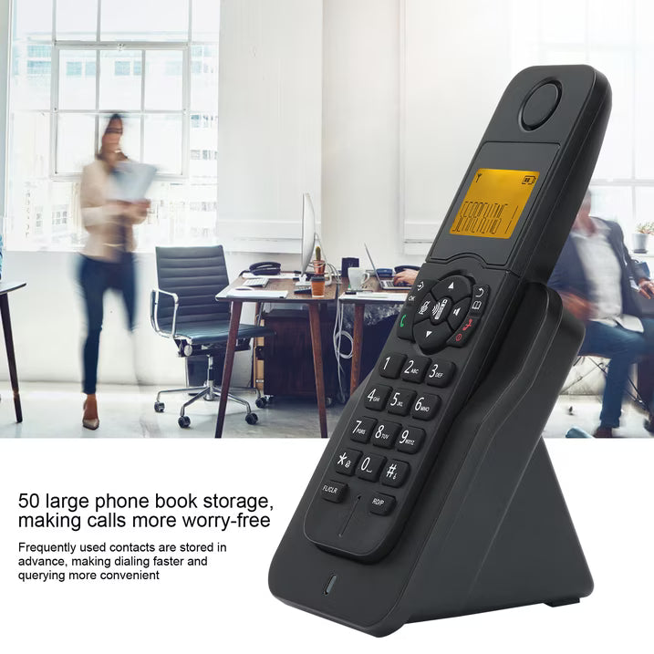 Cordless Phone with Caller ID, HandsFree Call Home Phone with Big Buttons, Speakerphone, LED Display Telephone for Home, Office, Hotel (Black)
