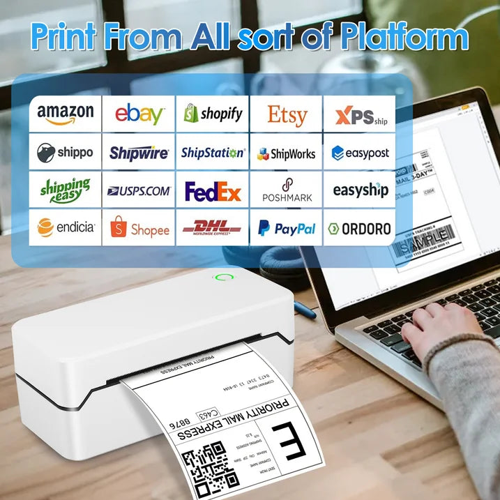 Bluetooth Thermal Shipping Label Printer, Wireless 4x6 Label Printer for Shipping Package and Small Business, Compatible with Android iOS Windows Mac, High Speed Labels Maker Printer