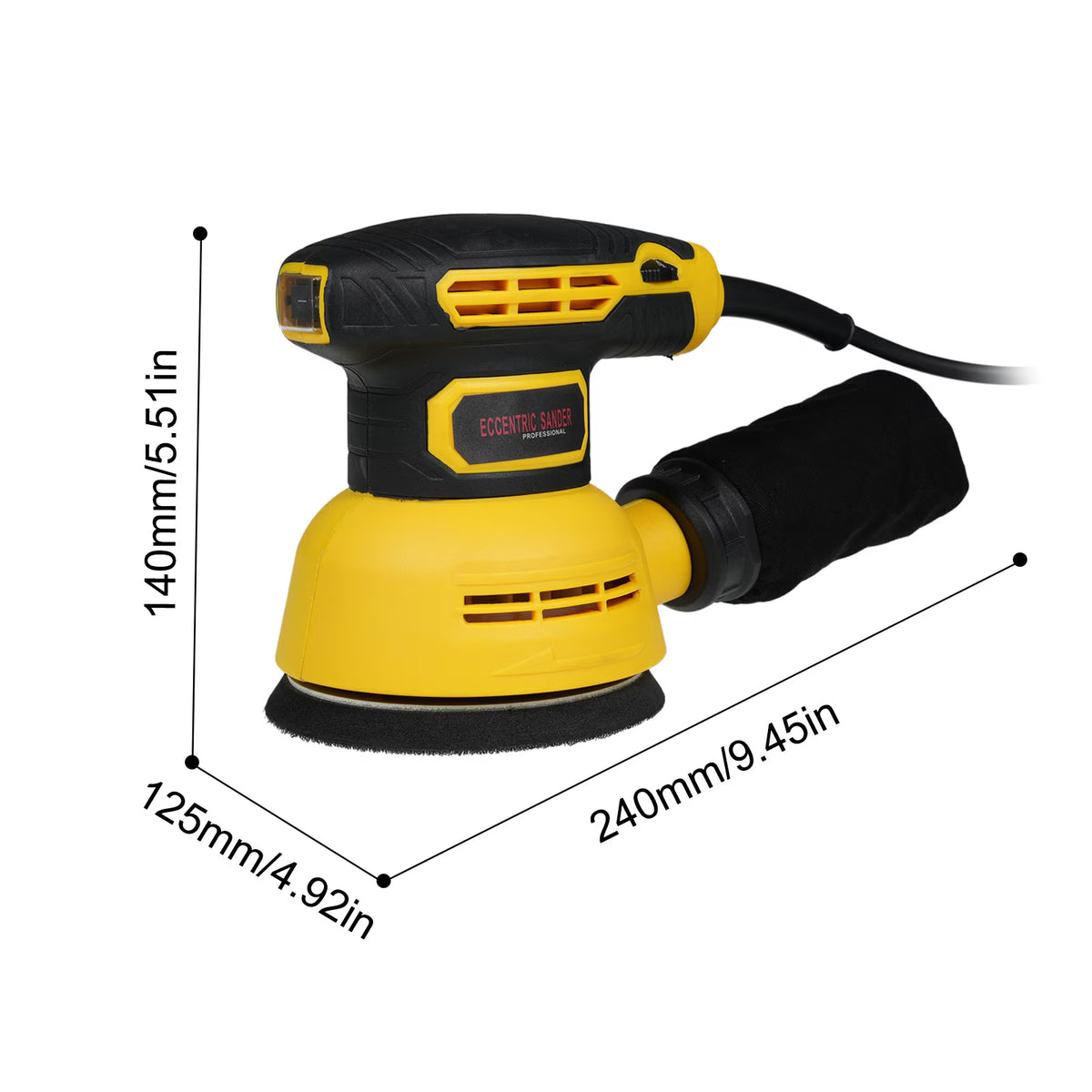5-Inch Random Orbital Sander with 15Pcs Sandpapers, 12000RPM 6 Variable Speed Sanders for Wood, High Performance Dust Collection System for Woodworking, 2.5A, Dust Collection Bag Include