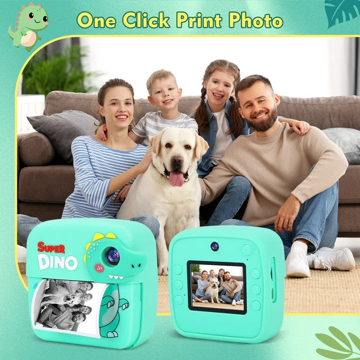 Camera Instant Print, 1080P HD Instant Print Camera, with 3 Rolls Paper & 32GB Card, 24MP Selfie Digital Camera for Christmas Birthday Gifts, Green