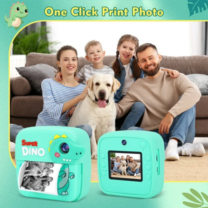 Camera Instant Print, 1080P HD Instant Print Camera, with 3 Rolls Paper & 32GB Card, 24MP Selfie Digital Camera for Christmas Birthday Gifts, Green