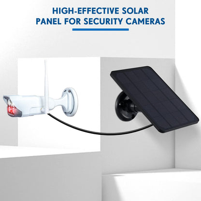 Solar Panel for Security Camera, 4W USB Solar Panel for DC 5V Outdoor Rechargeable Battery Camera, IP65 Waterproof, Support Micro USB & USB C Port with 9.8ft Cable, Adjustable Security Mount, Black