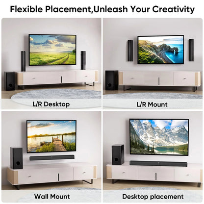 2 in 1 Separable Sound Bar for Smart TV with Subwoofer, Bluetooth 5.0 Surround Sound System for TV, 80W 37 Inch Soundbar for Home Theater, ARC/Optical/USB & Remote TV Speakers, 6 EQ Modes