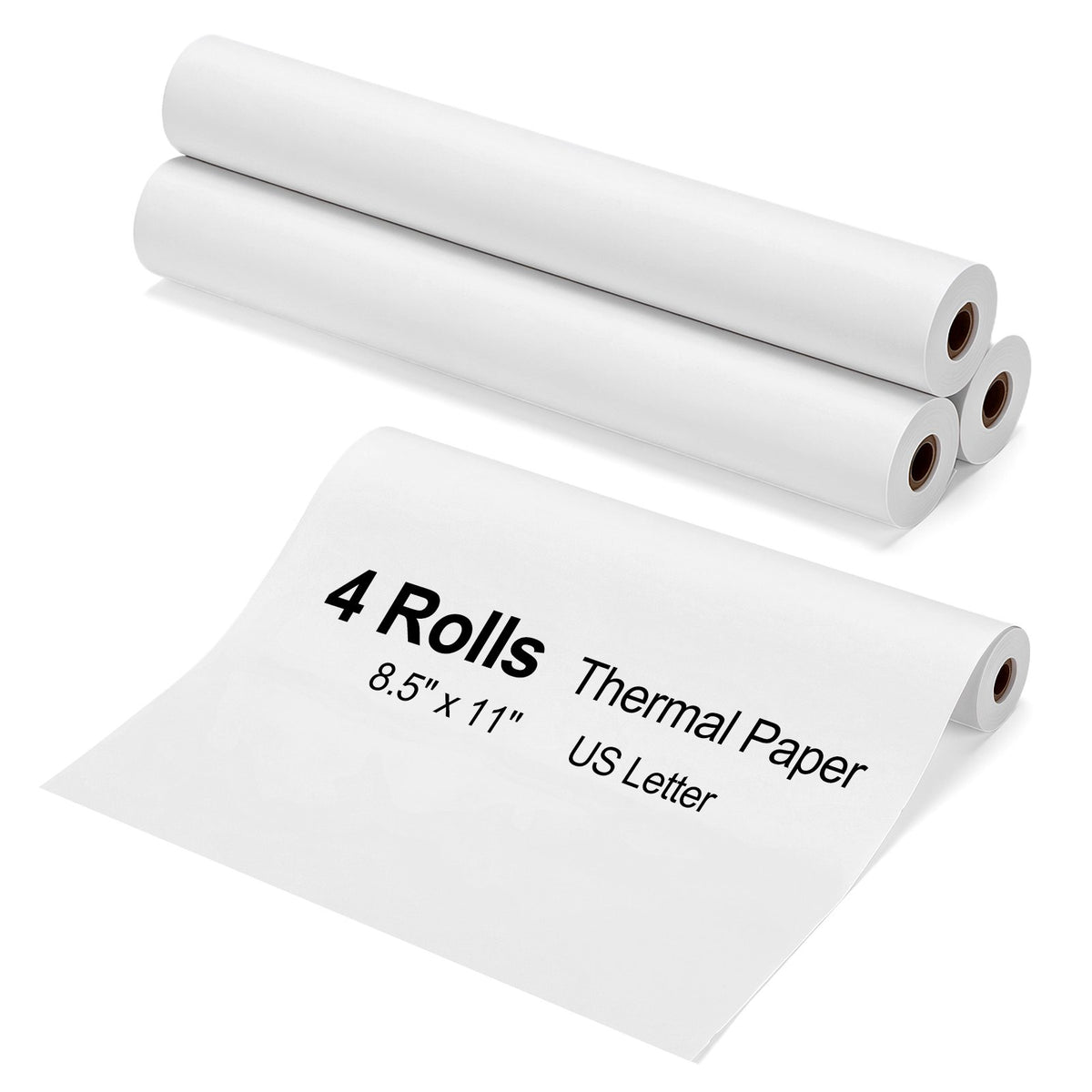 4 Rolls Thermal Printer Paper 8.5" x 11" US Letter Size, A4 Compatible Quick-Dry Thermal Paper, 28 Sheets/Roll, 5-10 Year Preservation, No Paper Jam, for Portable Thermal Printers Home Office Travel