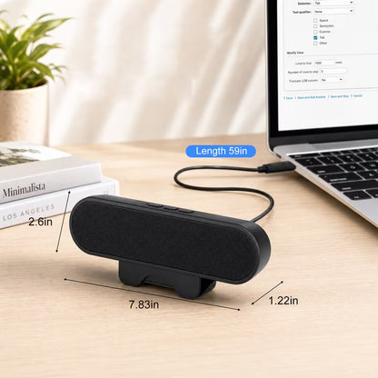 Computer Speakers for Desktop PC Monitor, USB Plug-in, Wired, Computer Soundbar for PC, Laptop Speakers with Adaptive-Channel-Switching, Loud Sound, Deep Bass, USB C Adapter, Easy to Clip on Monitor