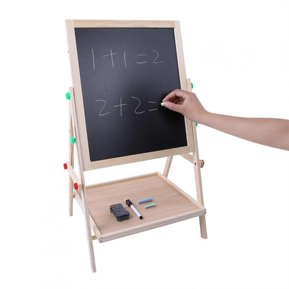 Art Easel for Kids Wooden Toddler Easel Double Sided Standing Chalkboard Dry Erase Board for Kids Toddler Drawing Board with Accessories, Blackboard & Whiteboard for Kids
