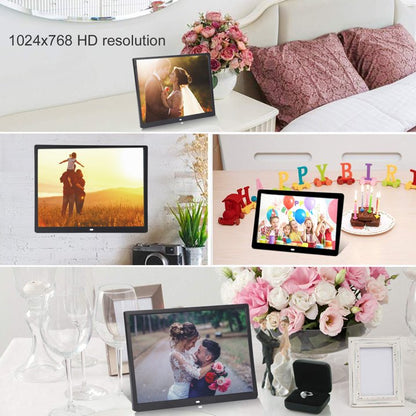 15" Digital Picture Frame with HD IPS Screen Digital Photo Frame Supports up to 16GB Storage Cards, Auto-Rotate, Tabletop & Wall-Mounted Digital Frame Supports Share Photos Video, Black