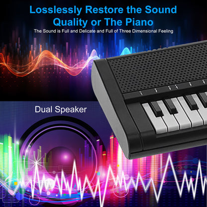 61 Keys Keyboard Piano, Electric Piano with Microphone Built-In Speaker 6 Demo Songs Gift Musical Instrument for Beginners, Teens (Black)