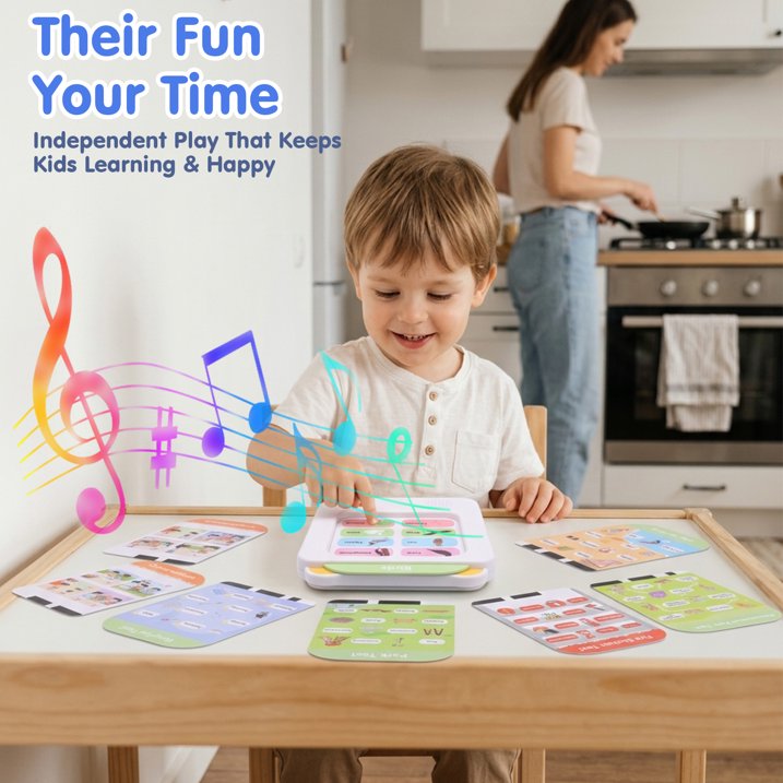 Talking Flash Cards for Toddlers Ages 1‑4, 504 Words English, Montessori Language Learning Toys with 36 Themes, Children's Sensory Toys, Pocket Speech Study Device, Birthday Gift for Boys Girls