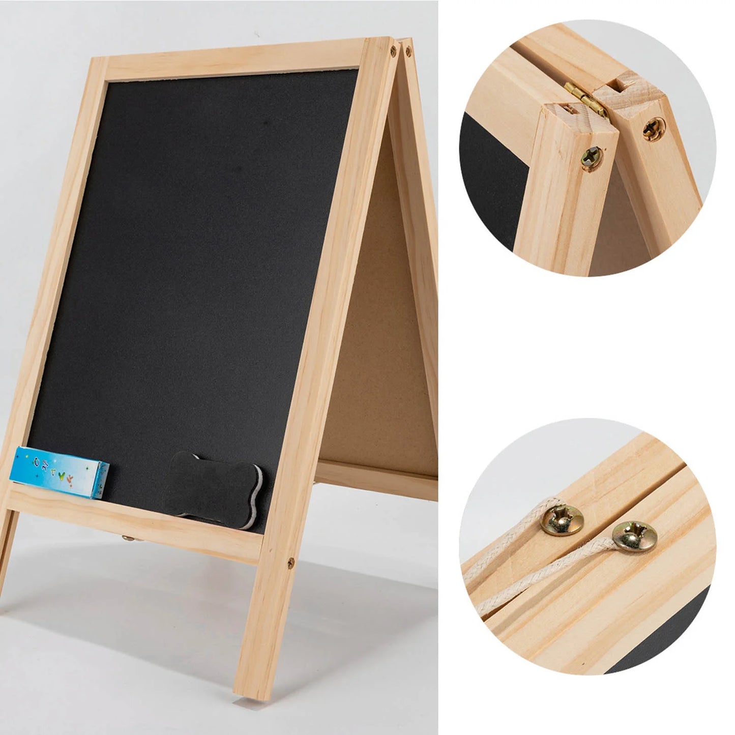 Double Sided Easel,Kids Easel Double Sided Foldable Standing Large Painting Space Poplar Structure Wooden Easel 25x40cm with Accessories,Wooden Easel