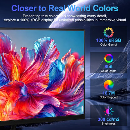 24 Inch Gaming Monitor 1K 200Hz High Refresh Rate 1ms Response 1920x1080 Resolution 100% NTSC Color Gamut HD Multimedia Interface DP Interface 24 Inch Black 200Hz+frameless