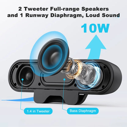 Computer Speakers for Desktop Monitor, Stereo USB Powered Speaker Bar, Deep Bass Soundbar for PC, Laptop Speaker w/ Loud Sound, Volume Control Easily Clamps to Monitors, Included USB C Adapter, Black