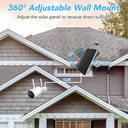 2Pack 10W Solar Panel for Security Camera Outdoor, 5V Micro USB/USB C Solar Panel Charger Compatible with Rechargeable Battery Powered Cam, IP65 Waterproof, 9.8ft Cable, 360° Adjustable Bracket
