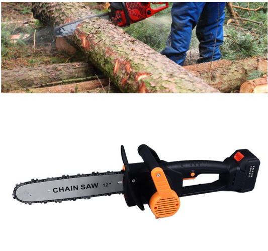 12" Cordless Electric Chainsaw, Chain Saw Kit with 2 Rechargeable Battery for Tree Trimming