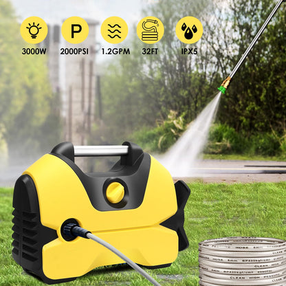 Electric Pressure Washer, 2200 PSI, Max 1.4 GPM Power Washer with 32 Ft Hose, 4 Quick Connect Nozzles, Foam Cannon, Portable To Clean Patios, Cars, Fences, Driveways