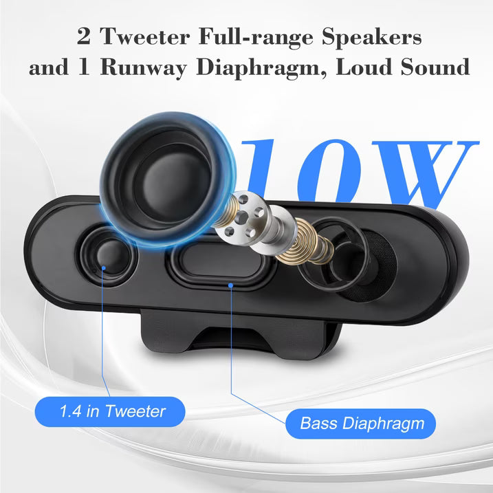 Computer Speakers for Desktop PC Monitor, USB Plug-in, Wired, Computer Soundbar for PC, Laptop Speakers with Adaptive-Channel-Switching, Loud Sound, Deep Bass, USB C Adapter, Easy to Clip on Monitor