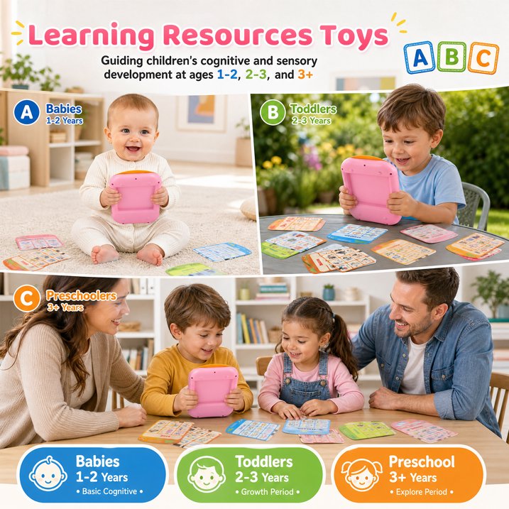 Talking Flash Cards for Toddlers Ages 1‑4, 478 Words English, Montessori Language Learning Toys with 36 Themes, Children's Sensory Toys, Pocket Speech Study Device, Birthday Gift for Boys Girls
