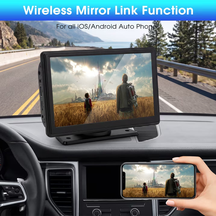 7" Wireless Carplay Screen for Car Portable Stereo Touchscreen with CarPlay and Android Auto with Mirror Link/Backup Camera/Bluetooth/Voice Control/GPS Navigation/AUX for All Vehicles