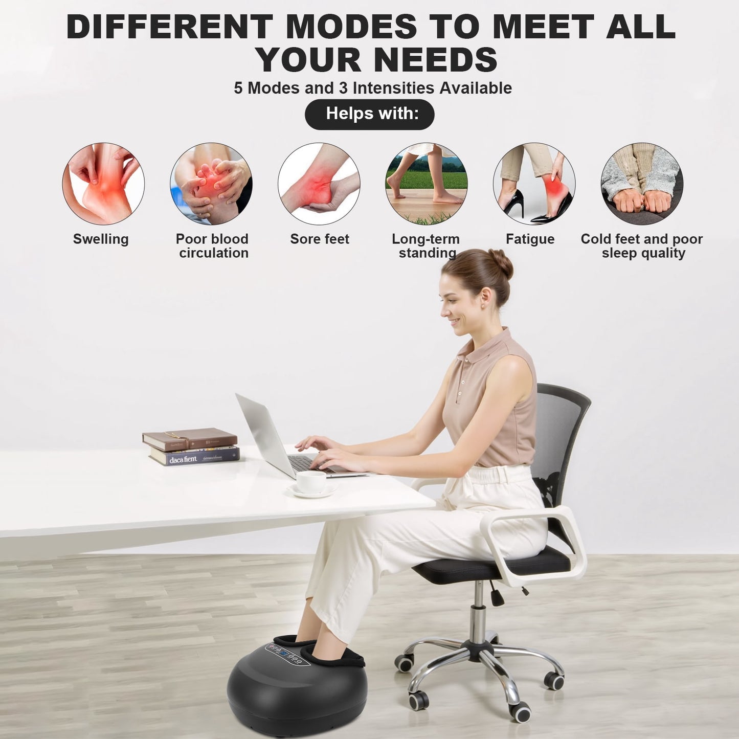 Foot Massager with Heat & Deep-Kneading, Air Compression Shiatsu Foot Massage for Plantar Fasciitis, Circulation, Relaxation & Gift