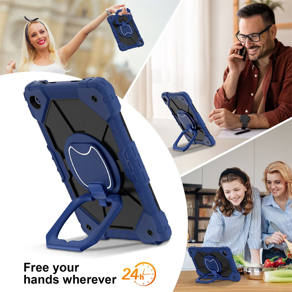Case Fit for Samsung Galaxy Tab S10 Lite/ S10 FE/ S9 FE/ S9 5G (10.9''/11''), Heavy Duty Shockproof Protective Case with Rotating Stand, Hand Strap and Pen Holder, Black