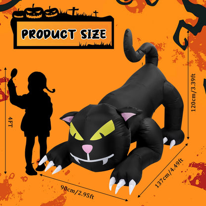 6 FT Inflatables Outdoor Black Cat, Blow Up Yard Decoration with LED Lights Built-in For Holiday/Party/Yard/Garden