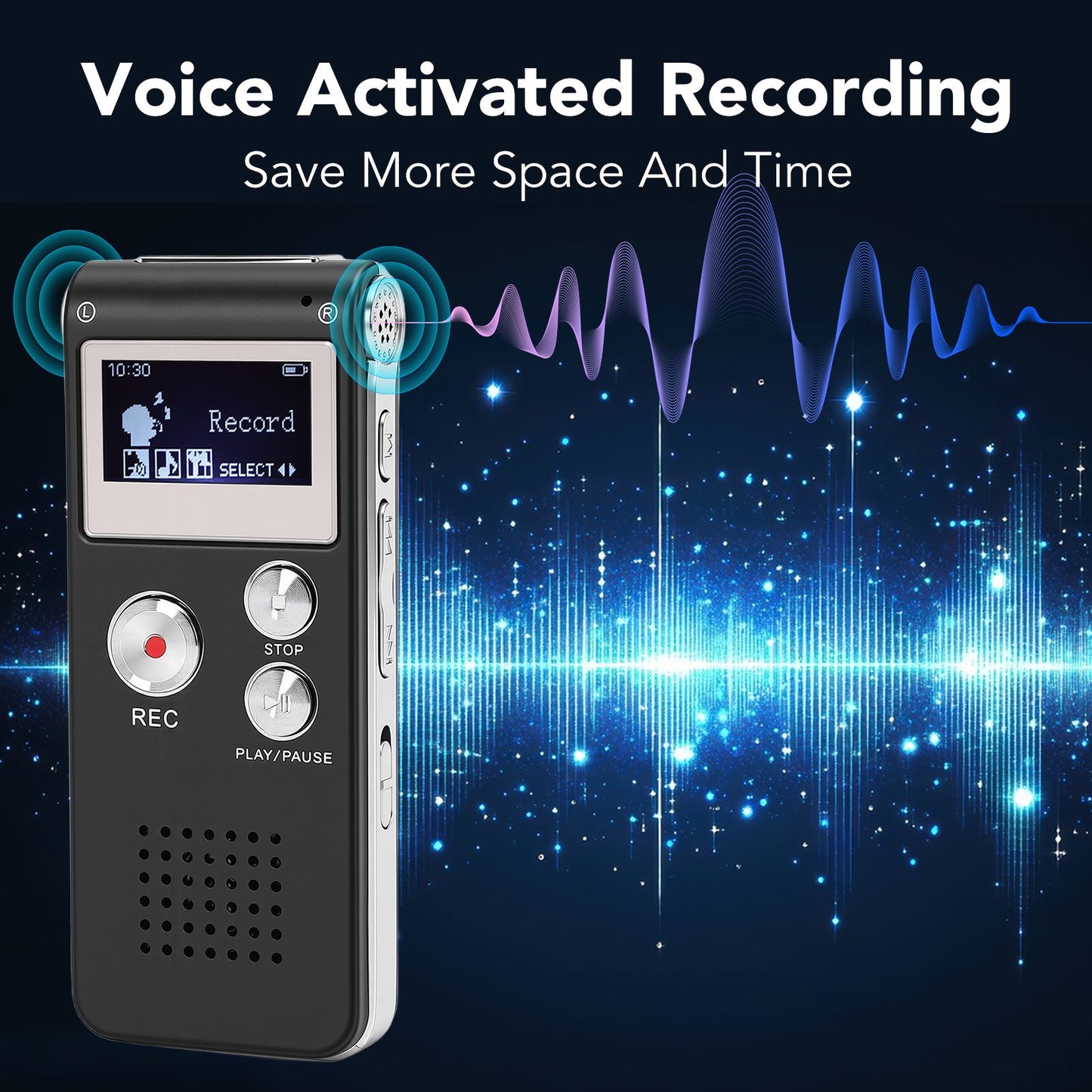 32GB Digital Voice Recorder, Voice Activated Recorder for Lectures, Meetings, Interviews Recording Device with Microphone & Playback, Small Tape Recorder Device w/ USB Cable, MP3 Player