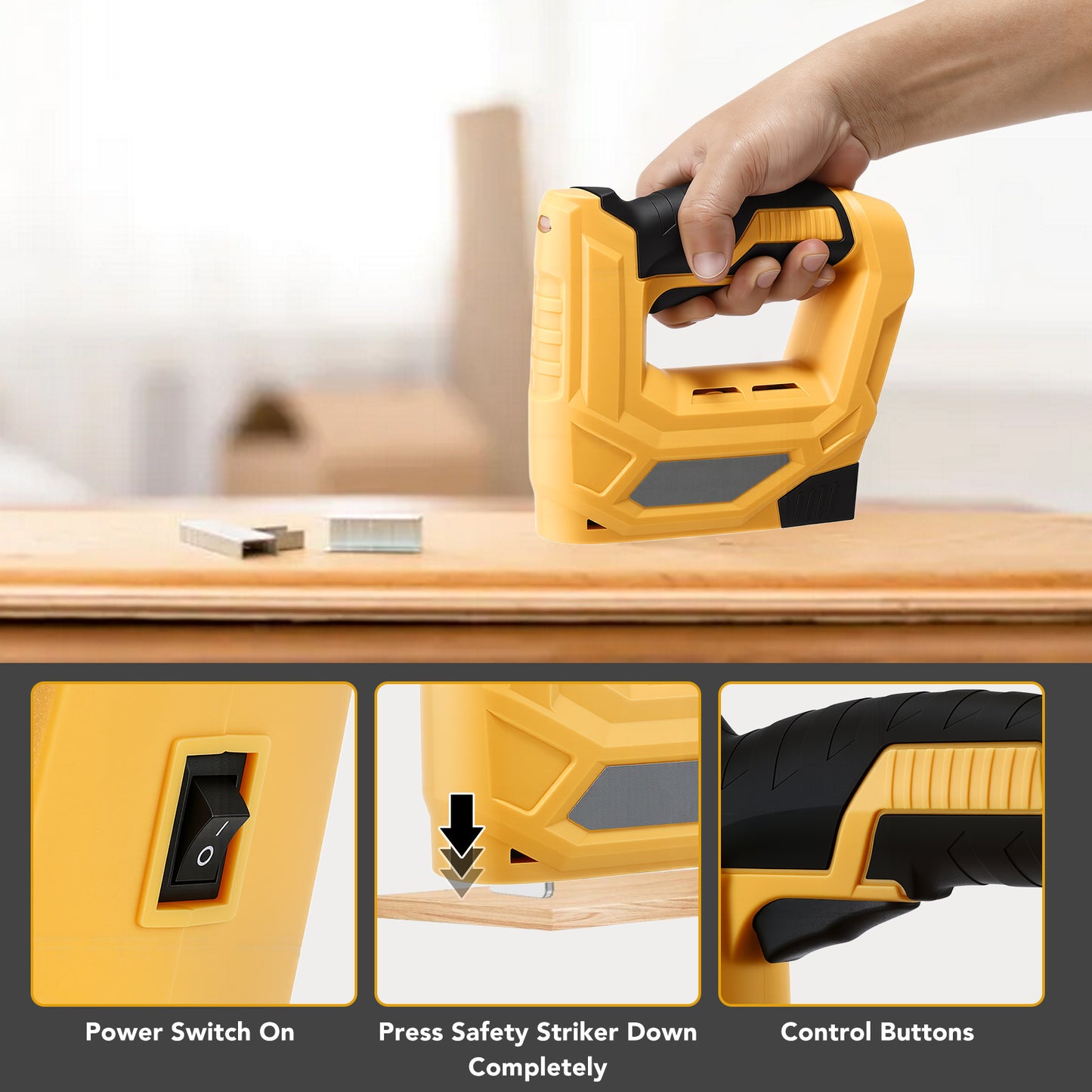 Electric Staple Gun, 2 in 1 4.2V Cordless Staple Gun/Brad Nailer with 3000 Staples & Nails, Cable Staple Gun with USB Charger for Wood, Upholstery, Carpentry, Crafts, DIY