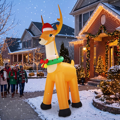 12FT Giant Christmas Inflatable Reindeer Decoration with Chasing LED Lights,Blow Up Yard Decoration for Party Garden Yard Lawn Decor