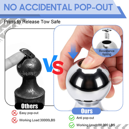 Gooseneck Trailer Hitch Ball Replacement Fit for Ford F250 F350 F450 2013-2026,for Chevy, Ford, GMC, Nissan,2-5/16" Ball Up to 38K lbs GTW/ 9500 lbs VTW