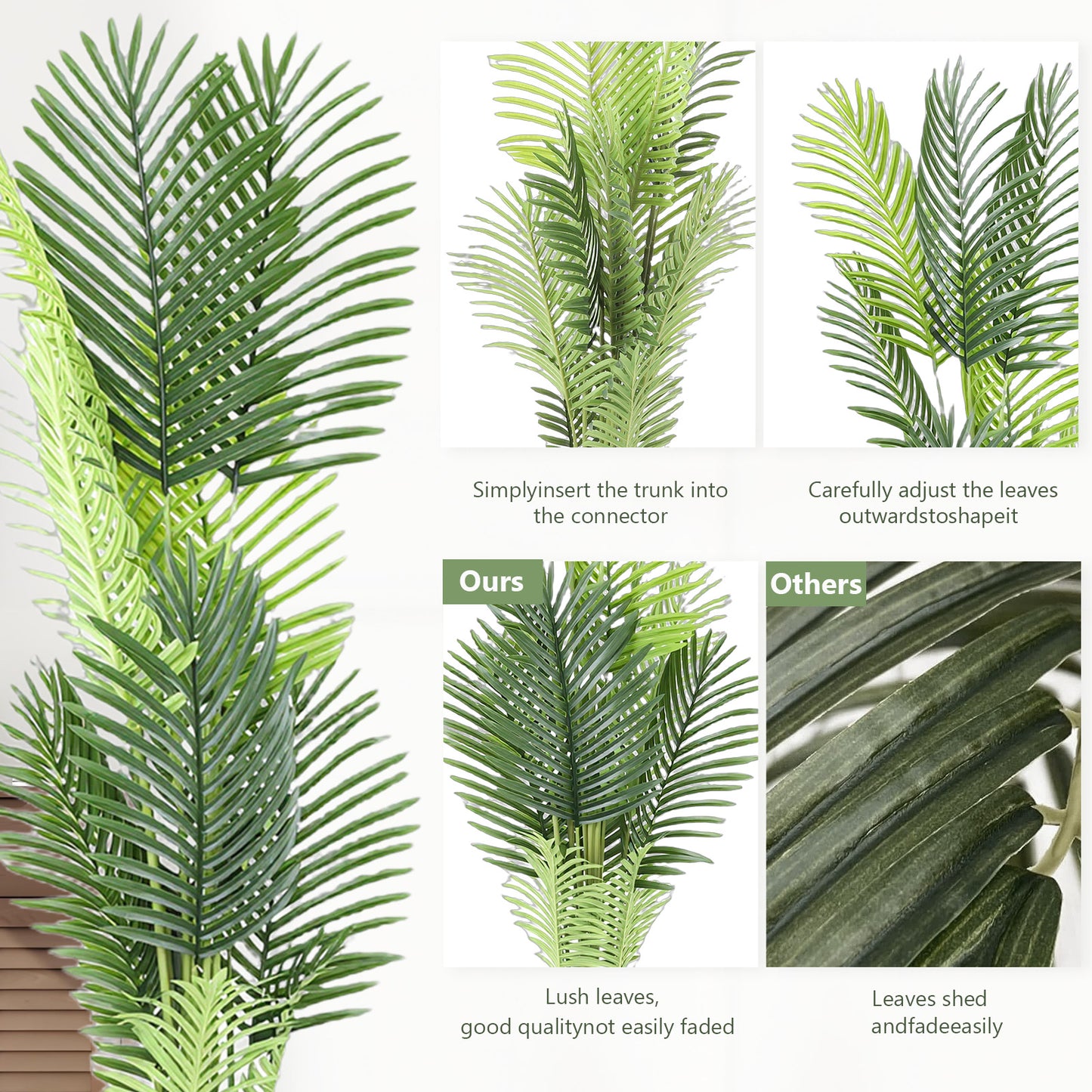 6ft Artificial Palm Plants, 6ft Fake Palm Tree, Pre Potted Faux Greenry Tree for Home Decor Office House Living Room Indoor Outdoor, Big Fake Plants Fake House Plants
