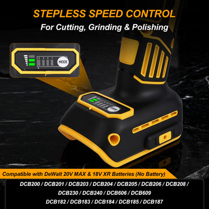20V Cordless Angle Grinder Tool Brushless, 5 Inch, with Paddle, 2 x Flap Discs, 2 x Sanding Discs, 2 x Sawblades (Tool Only)
