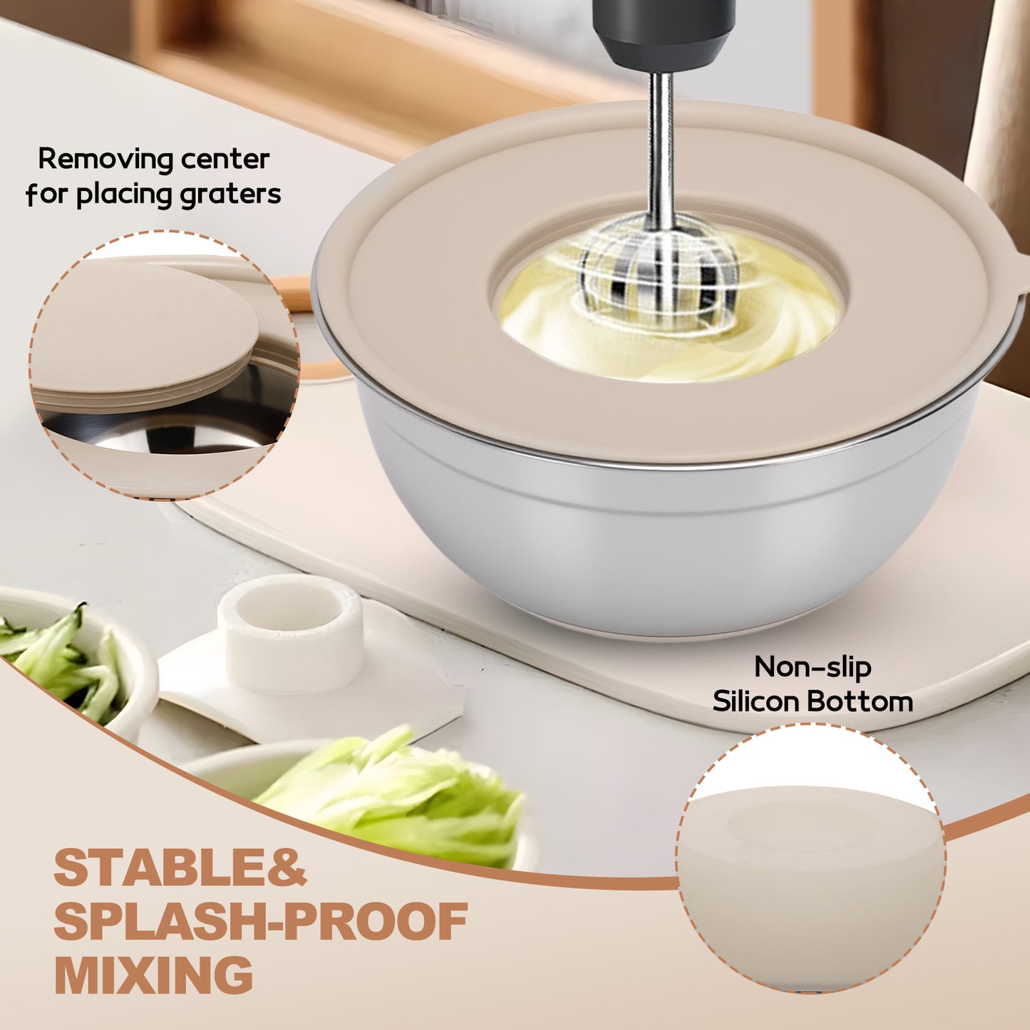 Mixing Bowls with Airtight Lids, 32Pcs Stainless Steel Nesting Non-Slip Bottoms Mixing Serving Bowls Set wtih 3 Grater & Tools Gadgets, 7/4/2.5/2.5/1.5/1QT Metal Salad Bowls for Mixing & Serving