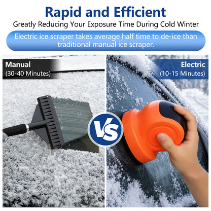 Cordless Electric Handheld Ice Scraper, Electric Snow Scraper for Window, 3 in1 Rechargeable Windshield Snow Remover, Electric Cleaner and Polisher for Car
